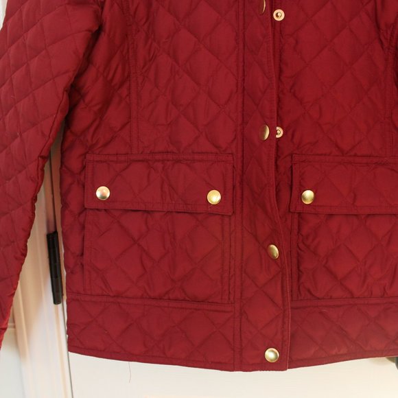 J.Crew Maroon Barbour-Style Quilted Down Tack Jacket - Picture 5 of 6
